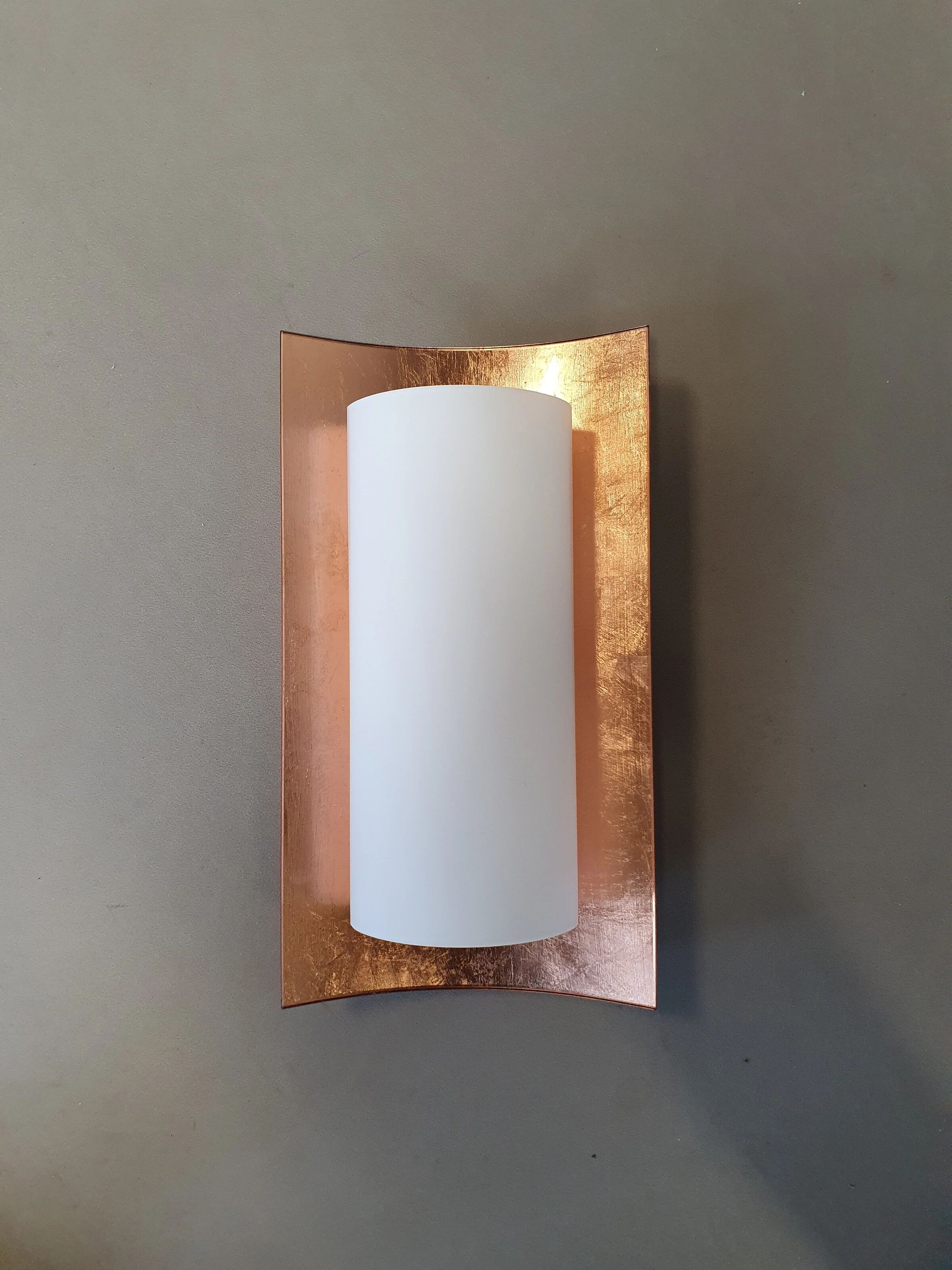 3 x Bankamp Leuchten sconces / wall lights '80s white glass / glass with a layer of copper