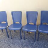 4 blue leather chairs brand Dad