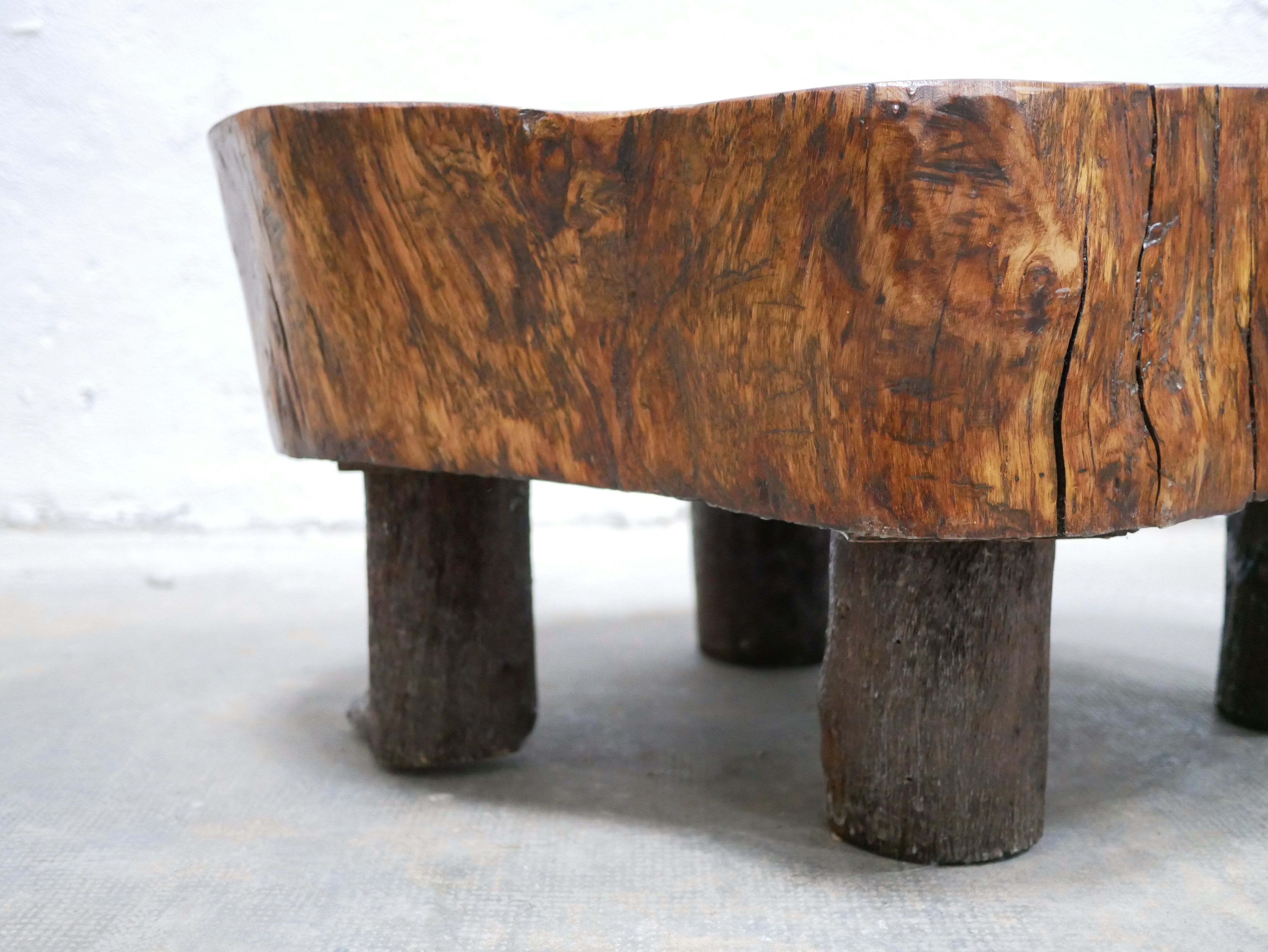 Vintage brutalist coffee table in solid wood