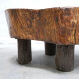 Vintage brutalist coffee table in solid wood