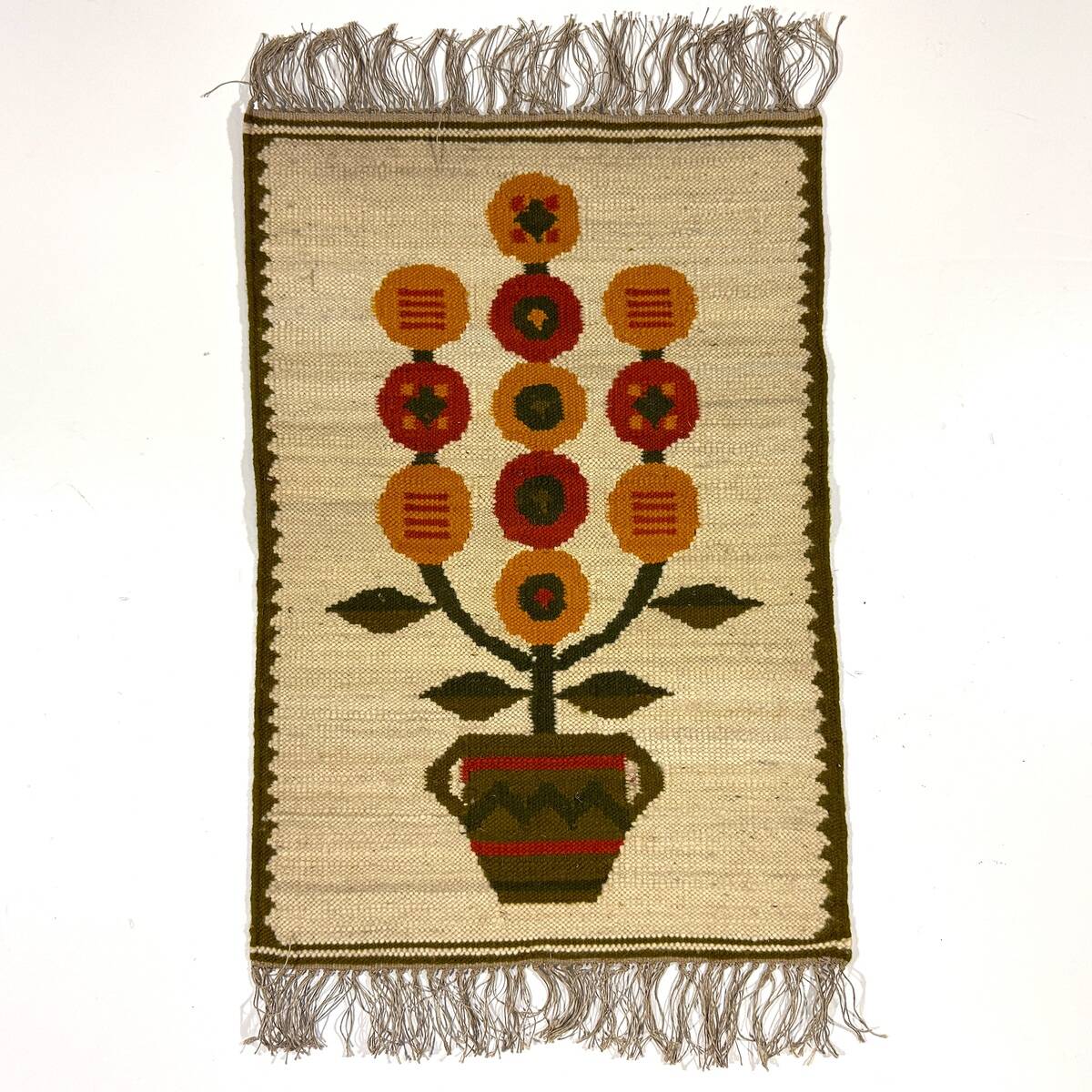 Woolen kelim wall hanging table runner Poland 1970’s