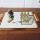Mirror tray with diamond pattern made of brass and copper, 50