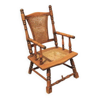 Fauteuil en bois et cannage pour enfant