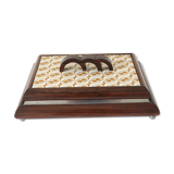 Old wooden box and art-deco metal