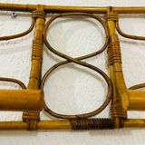 Vintage rattan wall-mounted coat rack