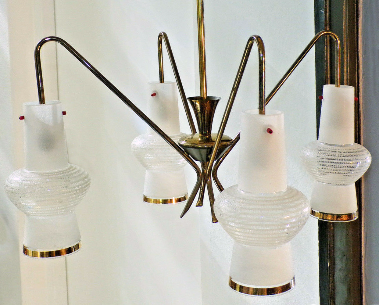 Scandinavian suspension chandelier, 4 burners, vintage, 60s