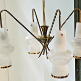 Lustre suspension scandinave, 4 feux, vintage, années 60