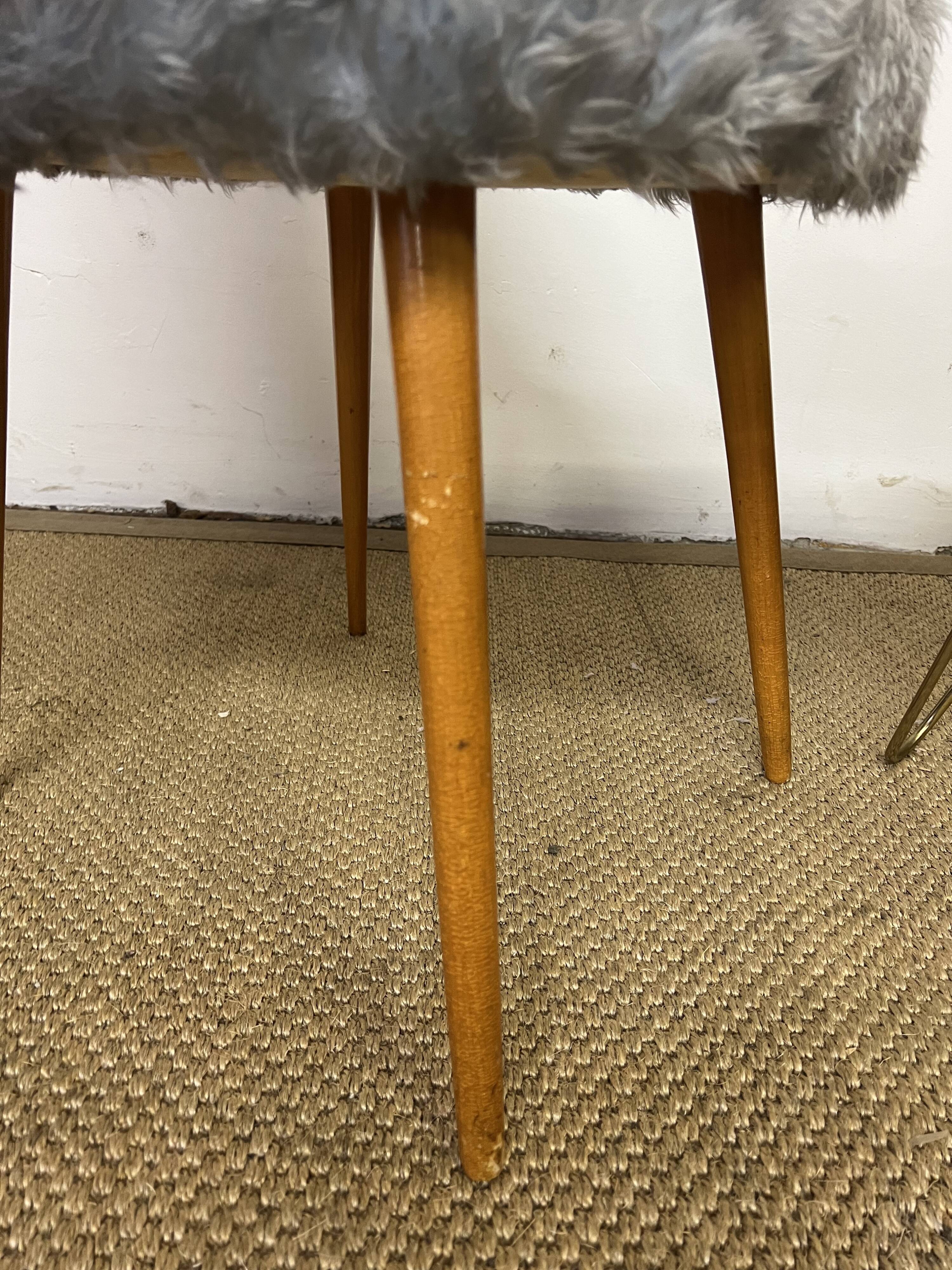 Vintage moumoute armchair and stool
