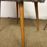 Fauteuil et tabouret moumoute vintage