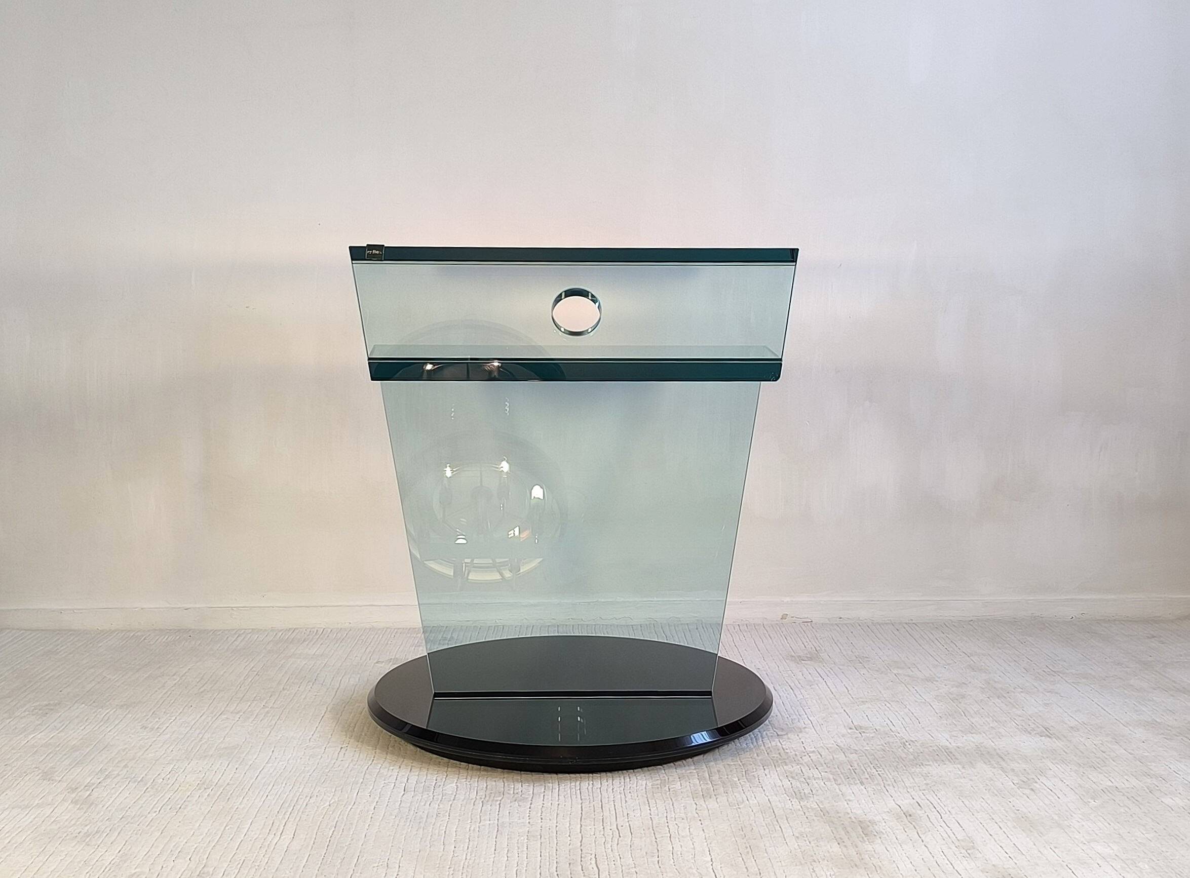 Reflex Angelo – sumptuous glass TV stand “jazz” signed Reflex Angelo made