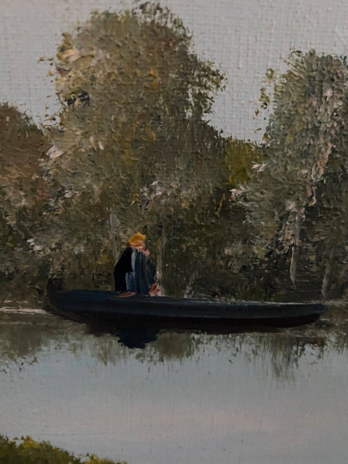 Huile sur toile Pierre Louis Léger Vauthier paysage barque