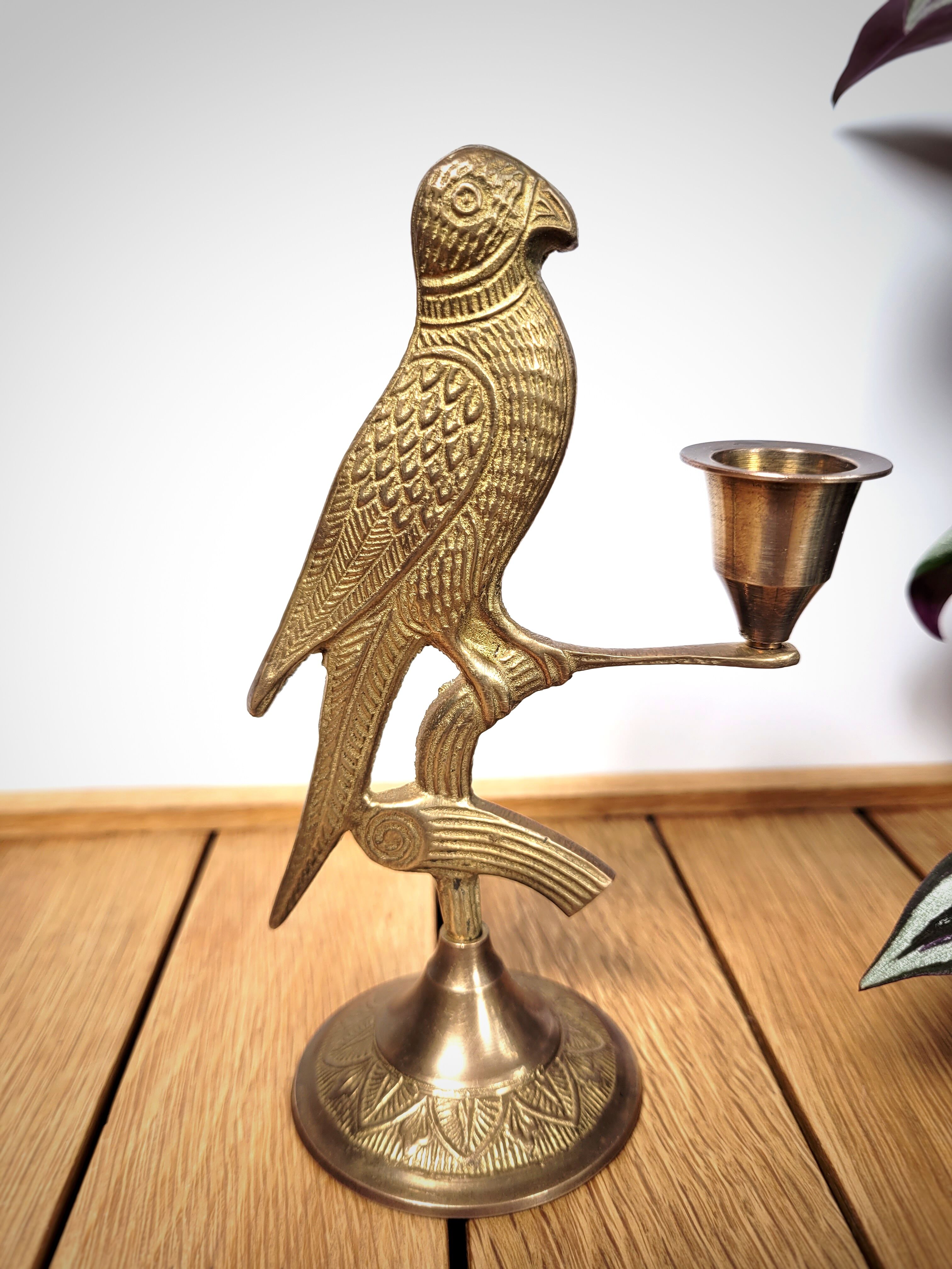 Brass bird candle holder