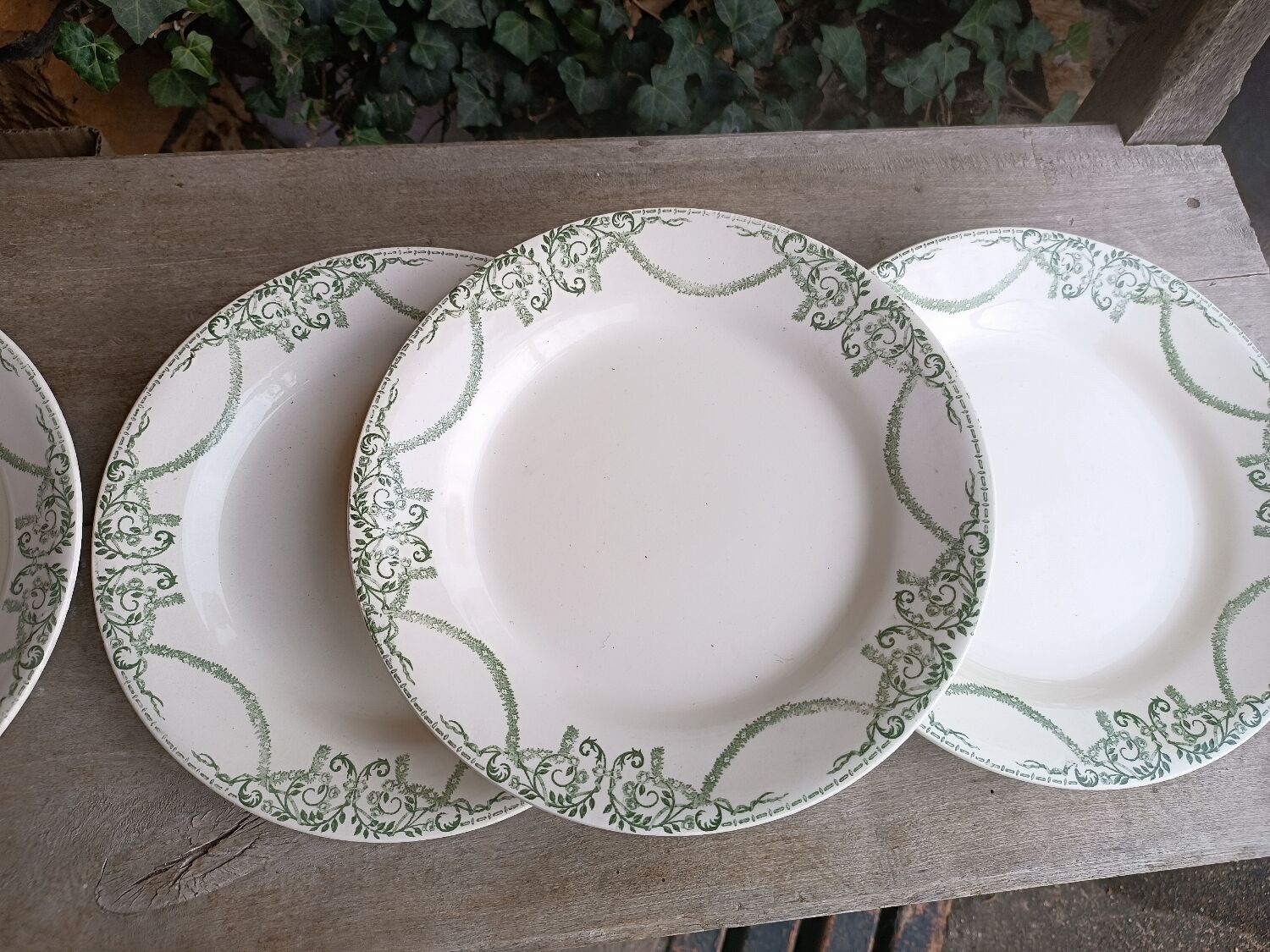 Six earthenware plates Napoleon, Creil and Montereau