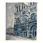 Notre Dame in blue, oil on canvas signed