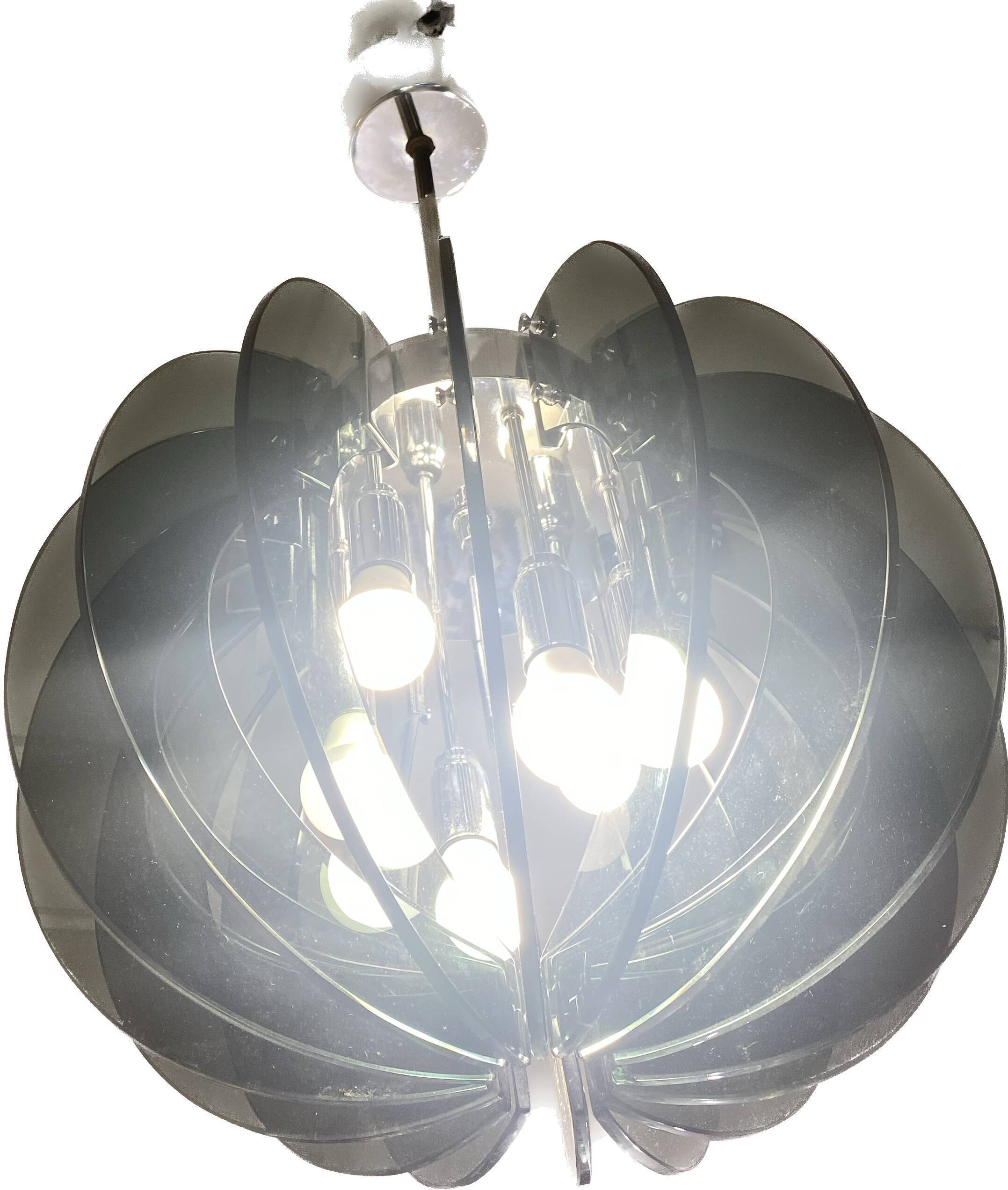 Pair of smoked glass suspensions - 70s