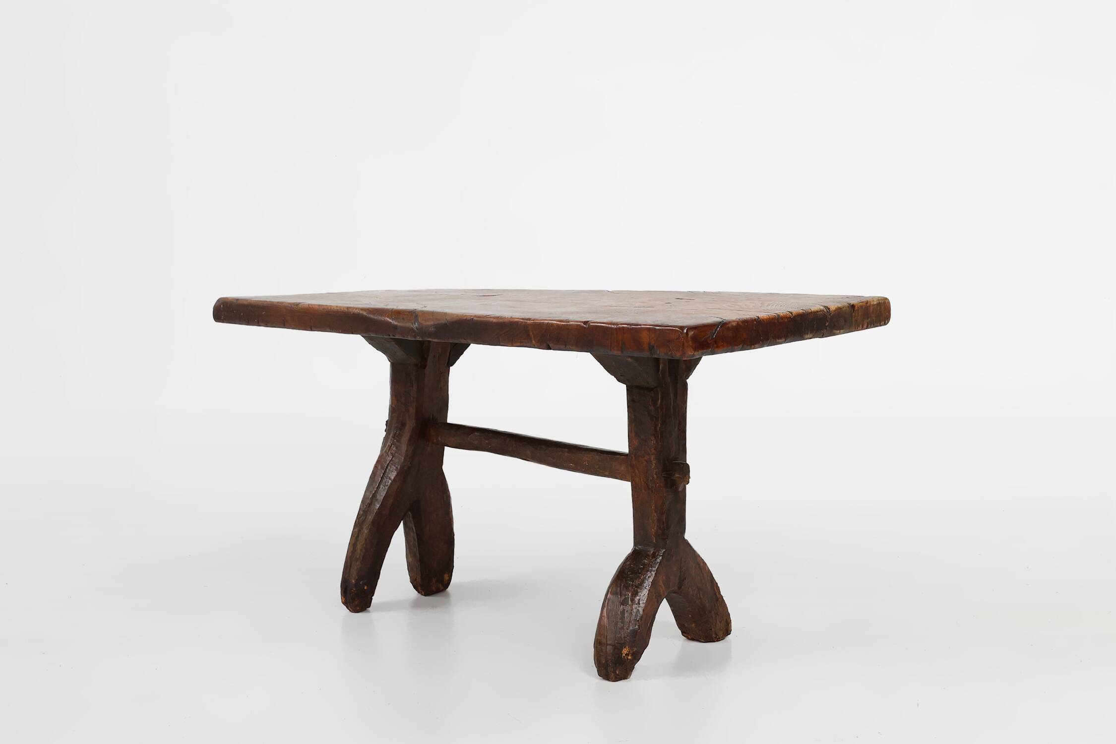 Rustic Spanish dining table, handmade in oak, 16th century