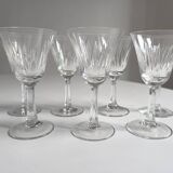 Set of 7 chiseled crystal glasses