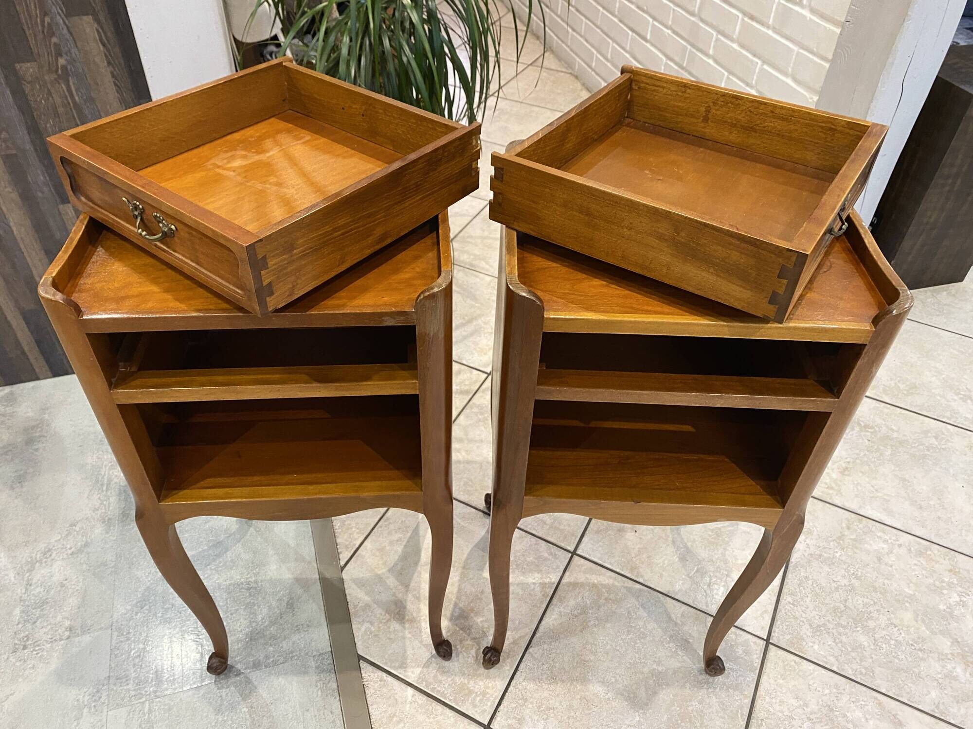 Pair of bedside tables with drawer and niche in Louis XV style.