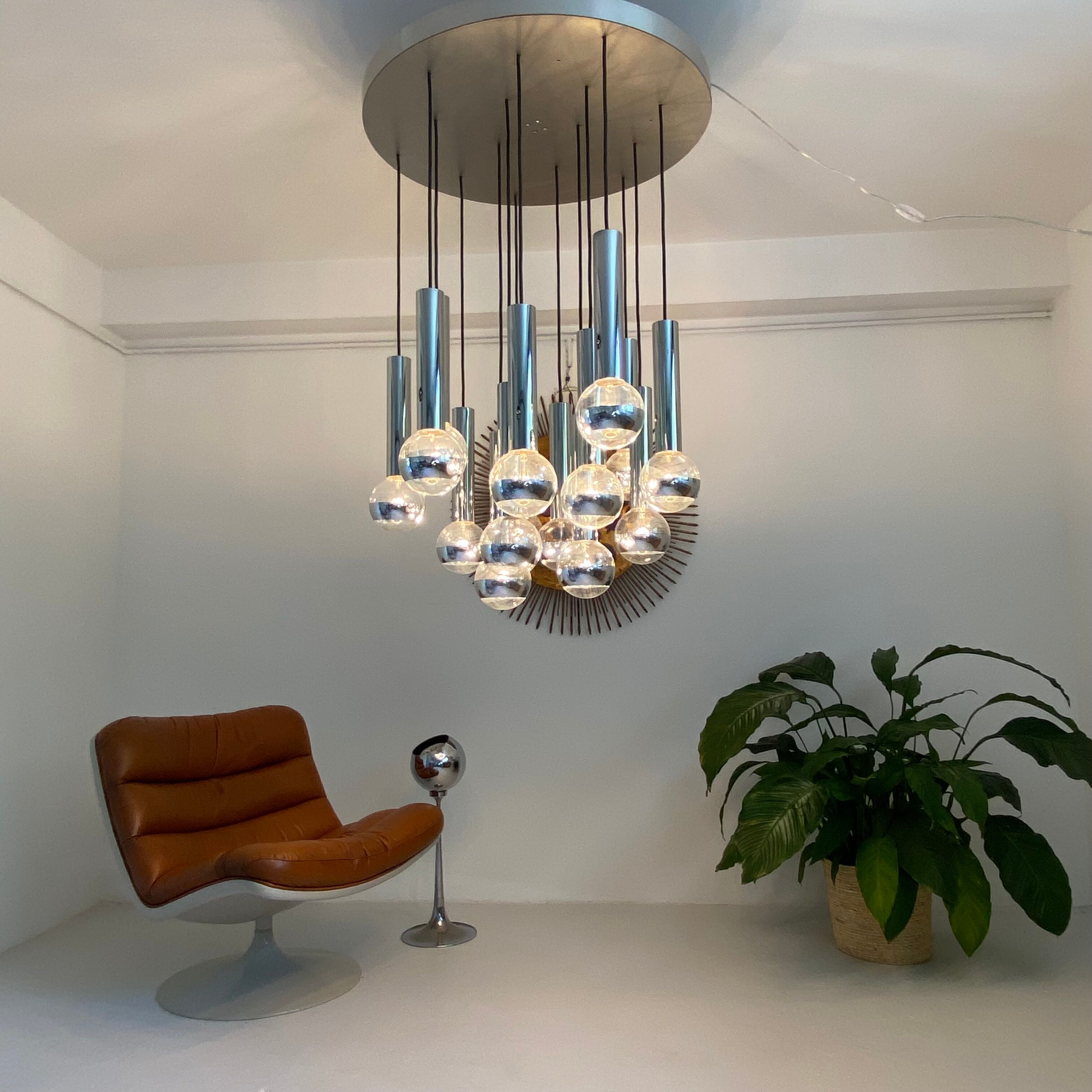 Chandelier waterfall 15 fires by Raak Holland. 1960