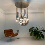 Lustre cascade 15 feux de Raak Hollande. 1960