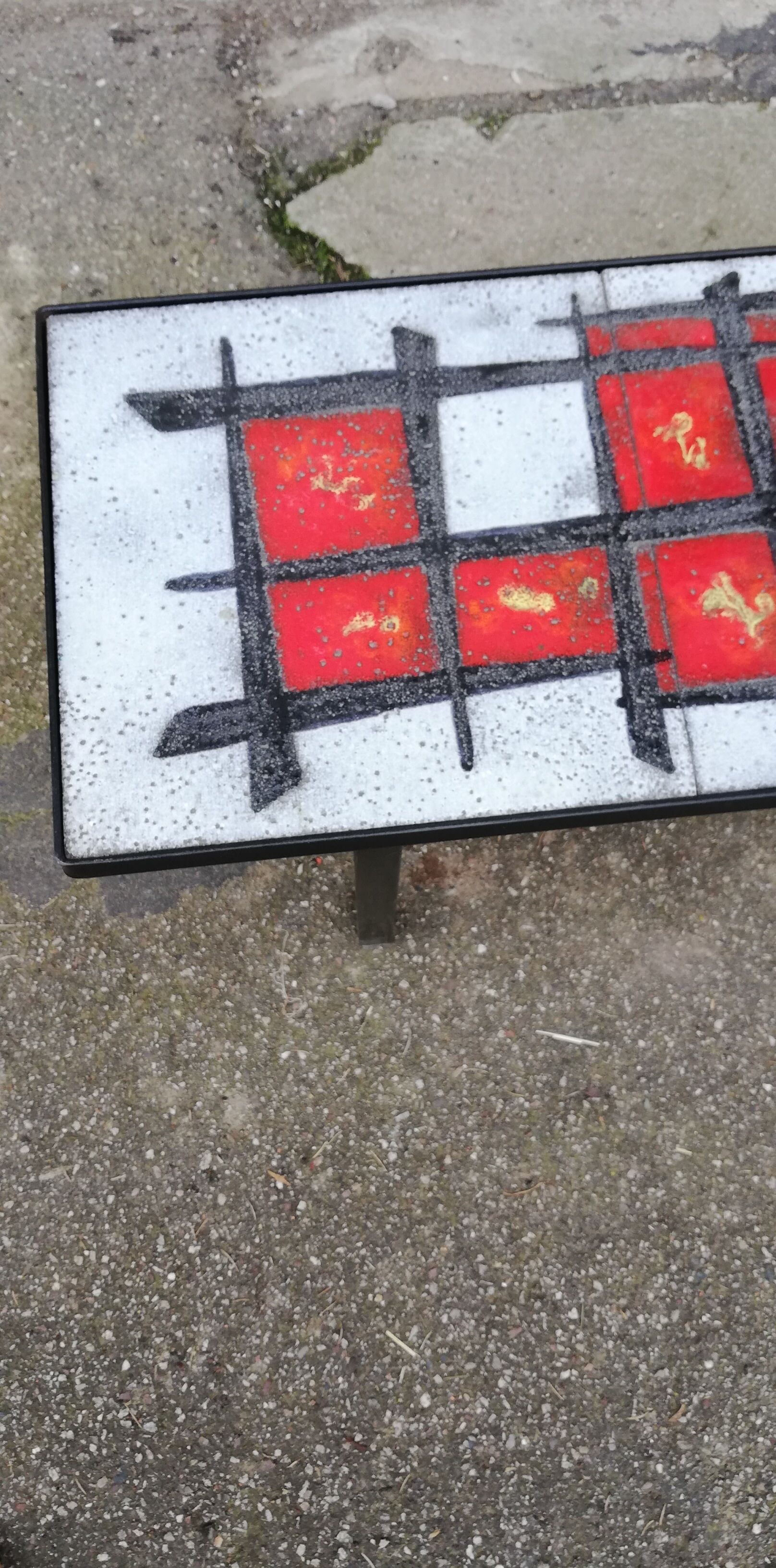 Vintage coffee table metal and lava stone
