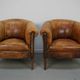 Vintage Dutch Cognac Leather Club Chairs, Set of 2