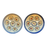 Set of two 25 cm oyster plates in MBFA Pornic earthenware, Cancale model.