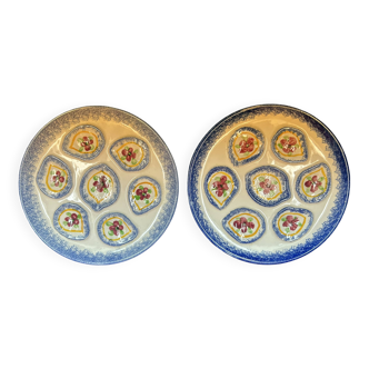 Set of two 25 cm oyster plates in MBFA Pornic earthenware, Cancale model.