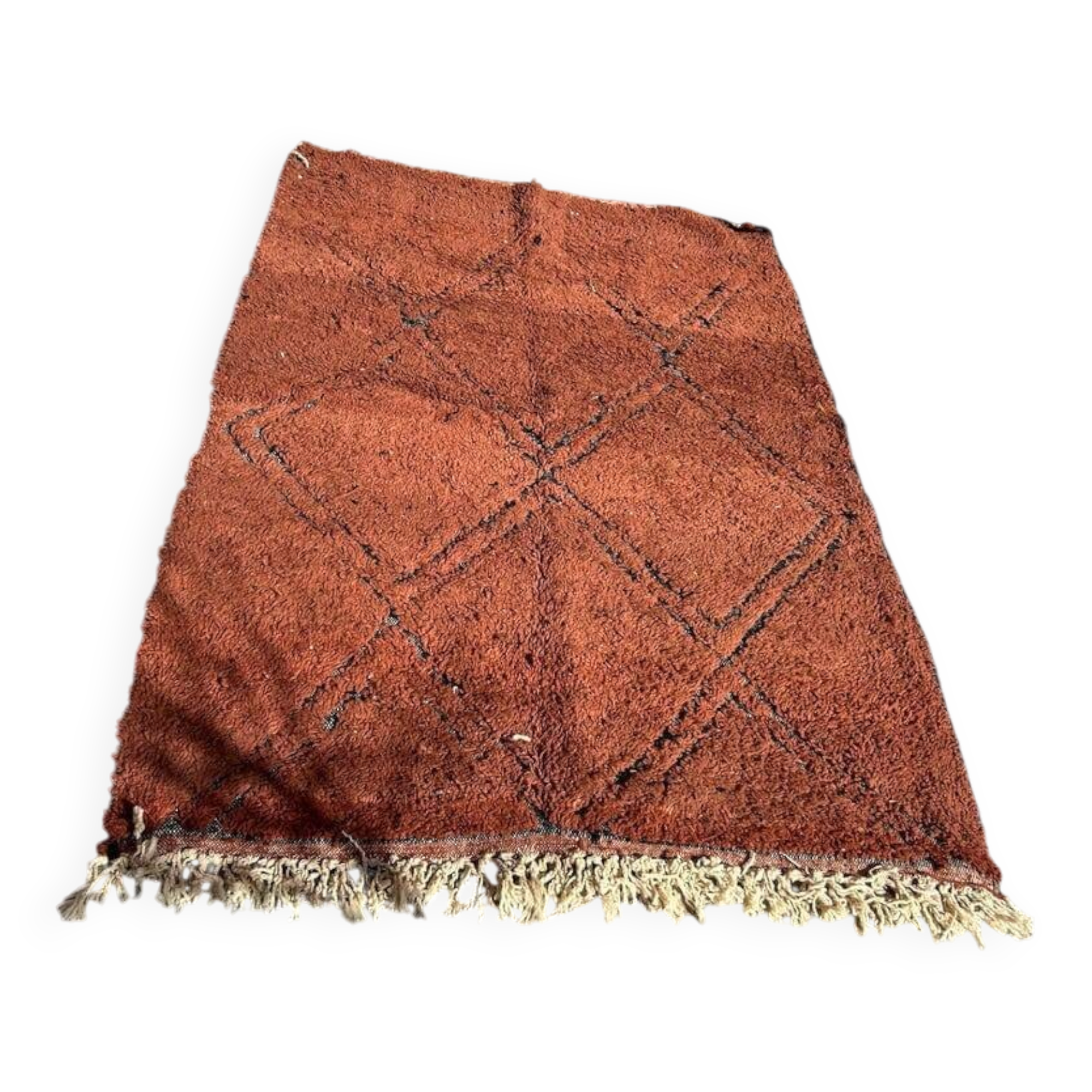Traditional Beni Ourain Berber rug with brown patterns, 150/250 cm.