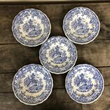 Set of 5 blue plates Lunéville & KG