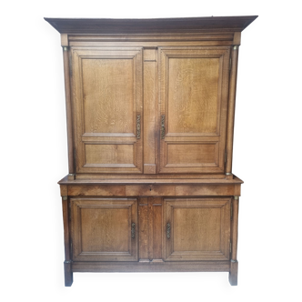 Two-body sideboard in solid oak, late 19th century