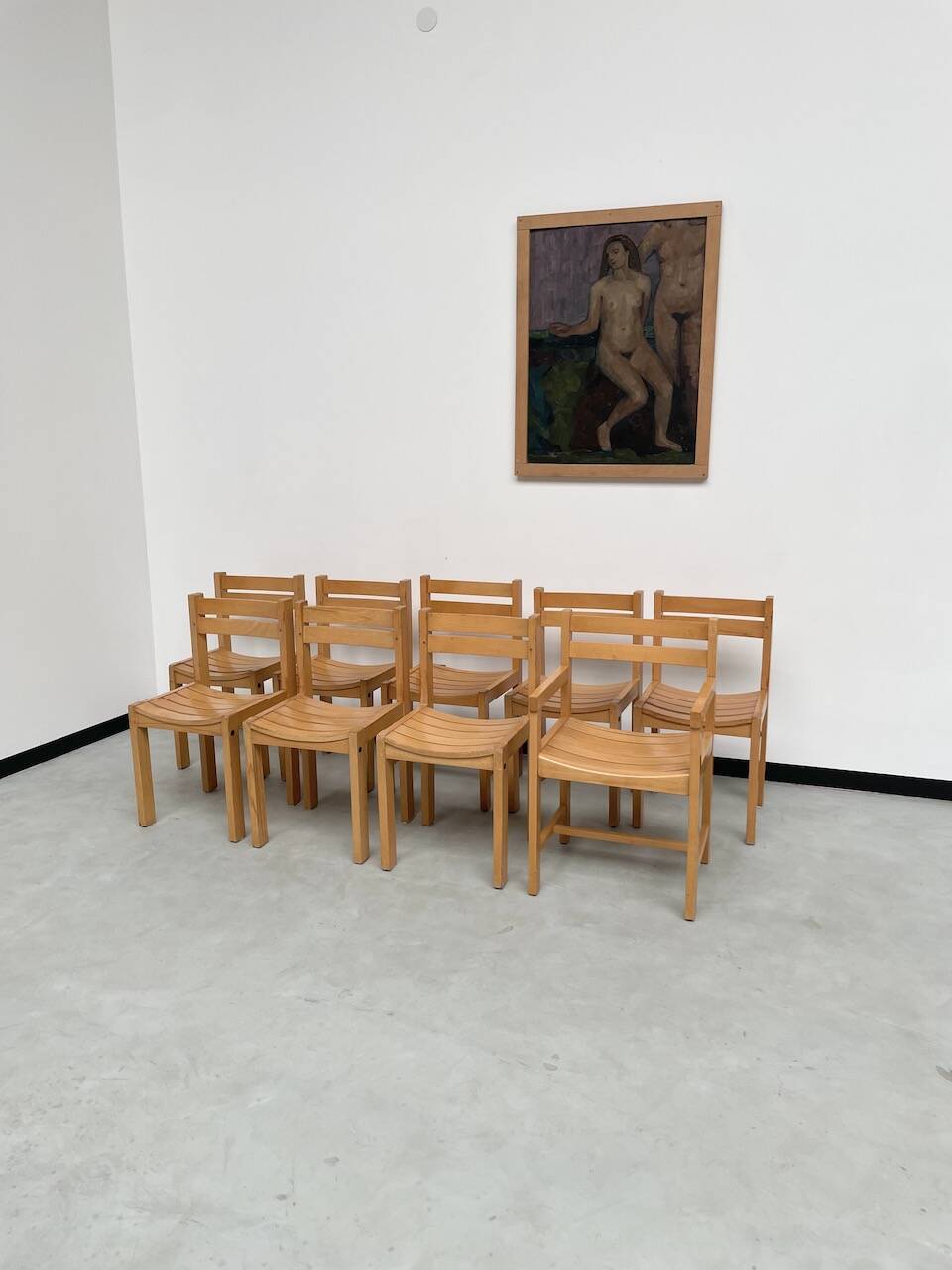 Beech chairs from the 1980s, Sornay.