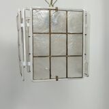 Vintage suspension, white lacquered metal and mother-of-pearl, France, 1980.