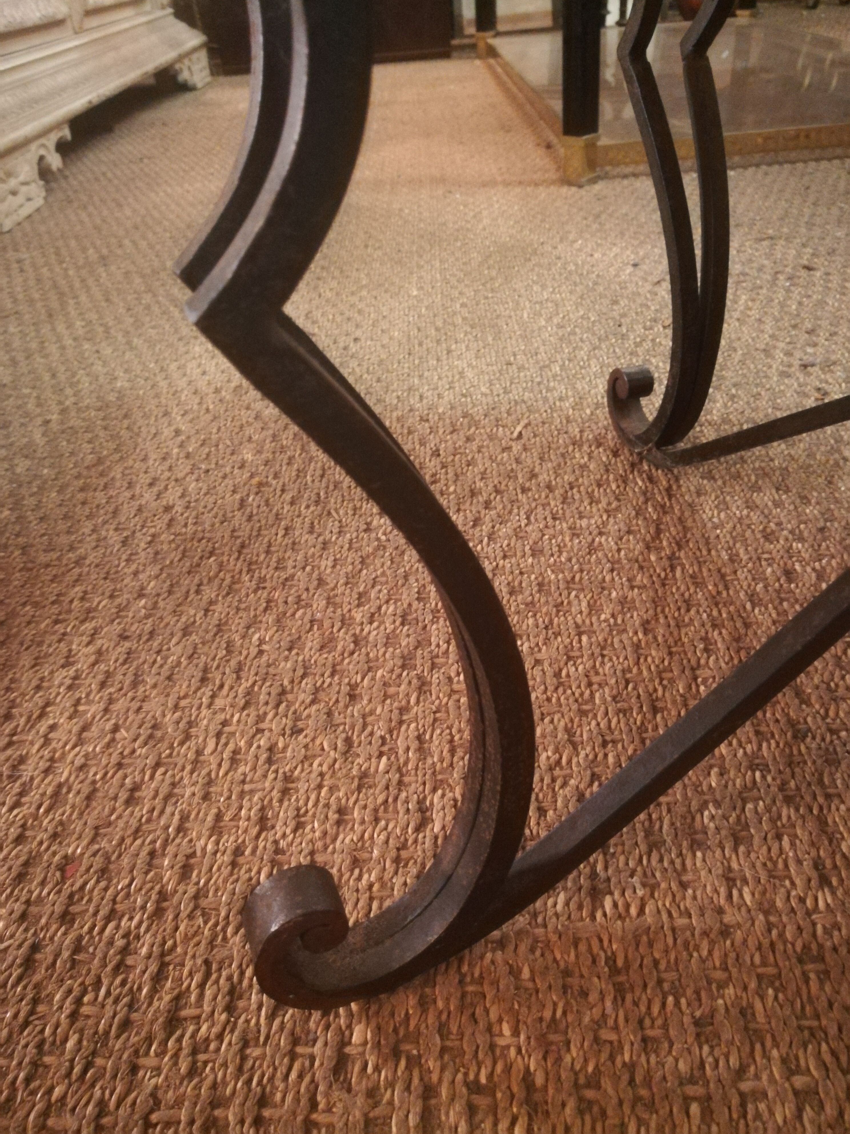 Wrought iron and marble coffee table