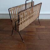 Metal magazine door and vintage rattan