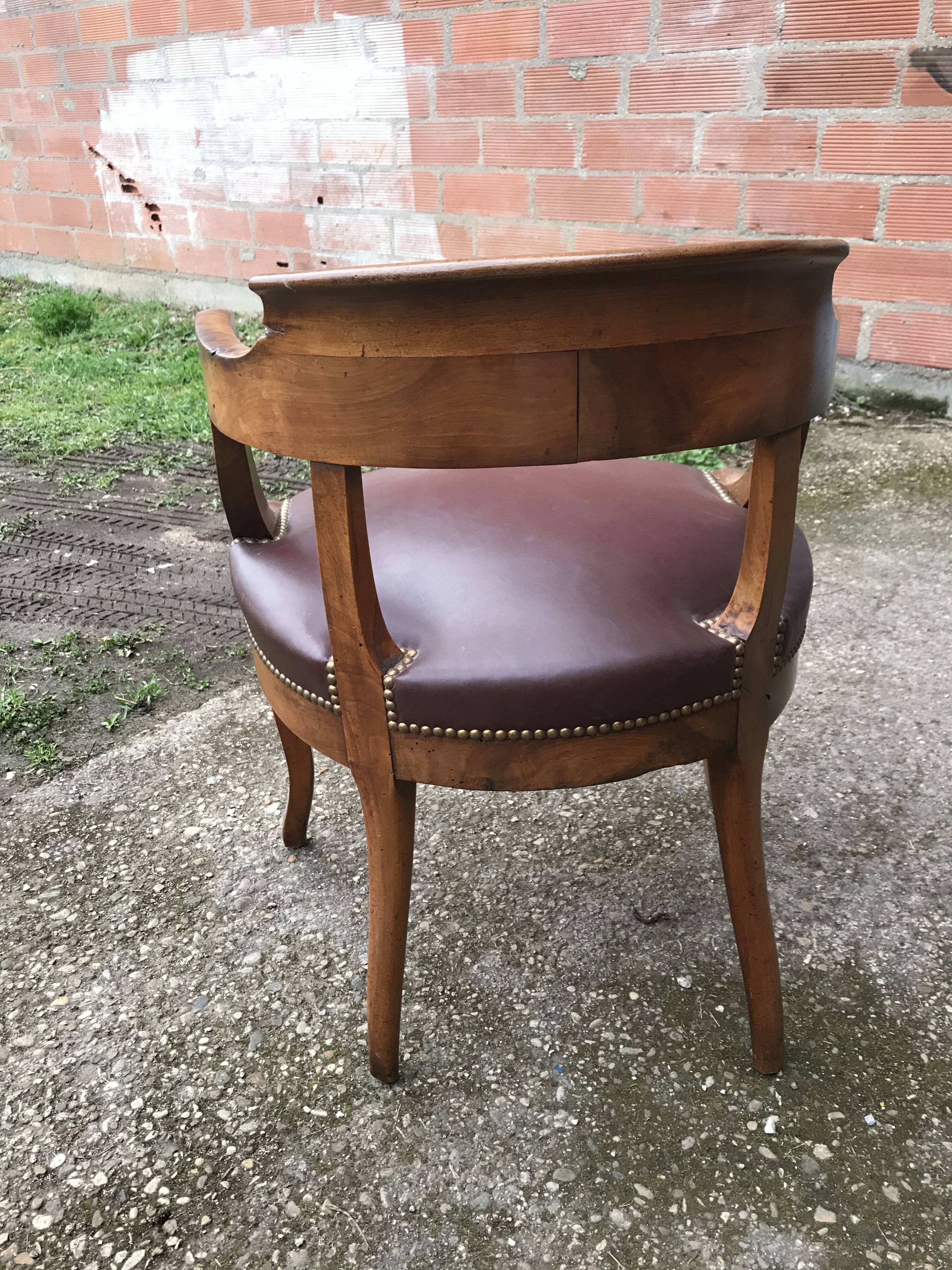 Louis Philippe leather office armchair