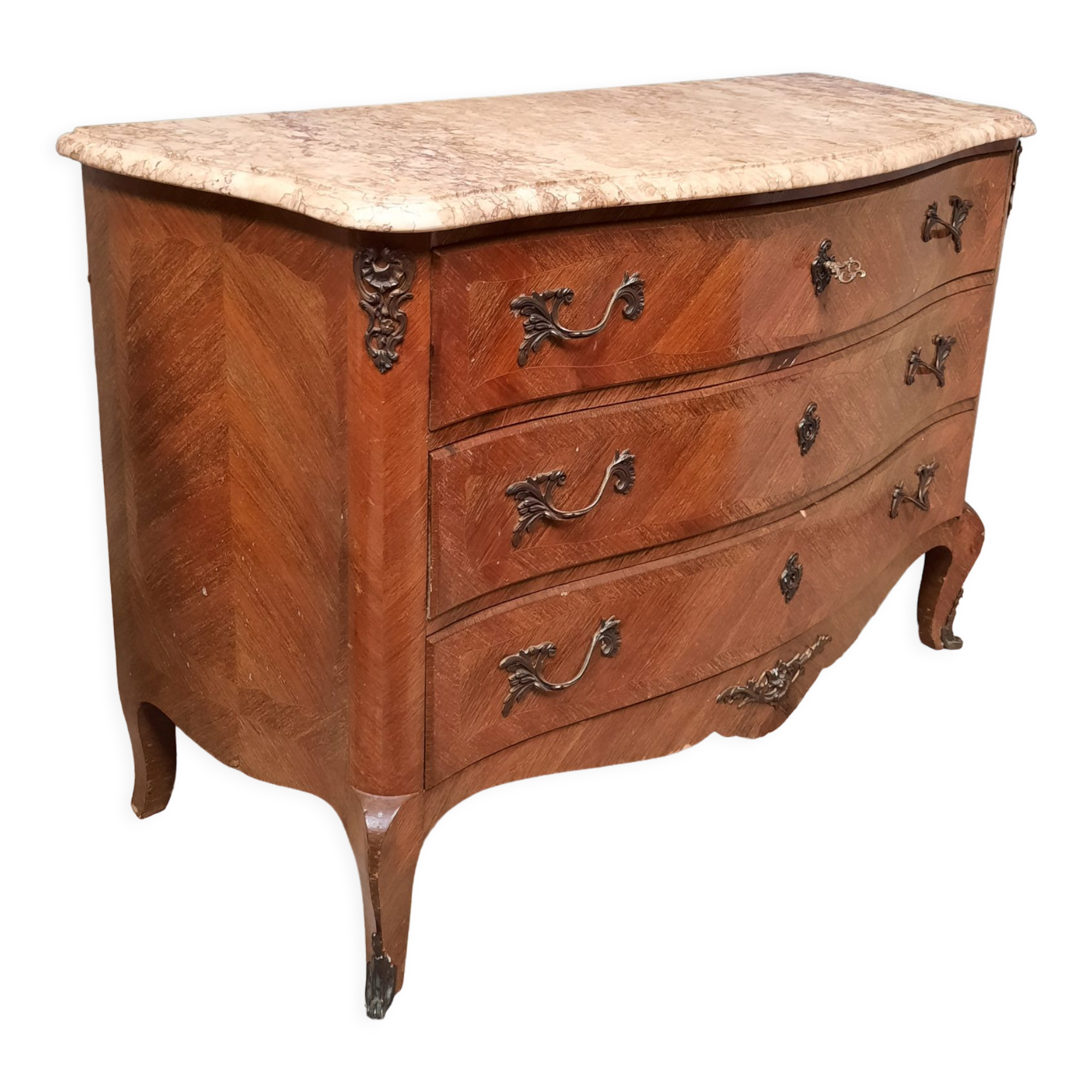 Louis XV style chest of drawers in veneer