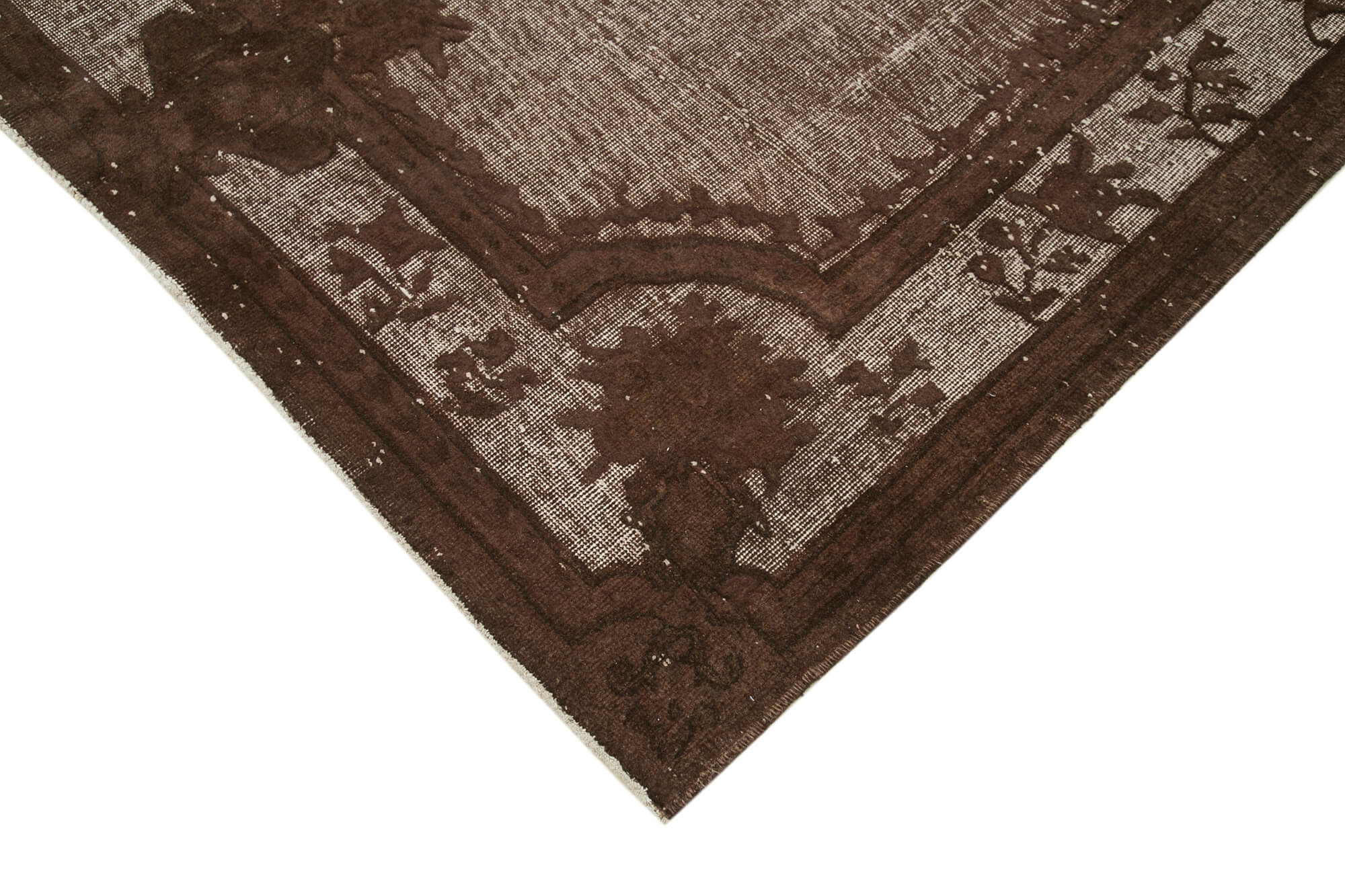 Handmade distressed oriental 1980s 195 cm x 313 cm brown carpet