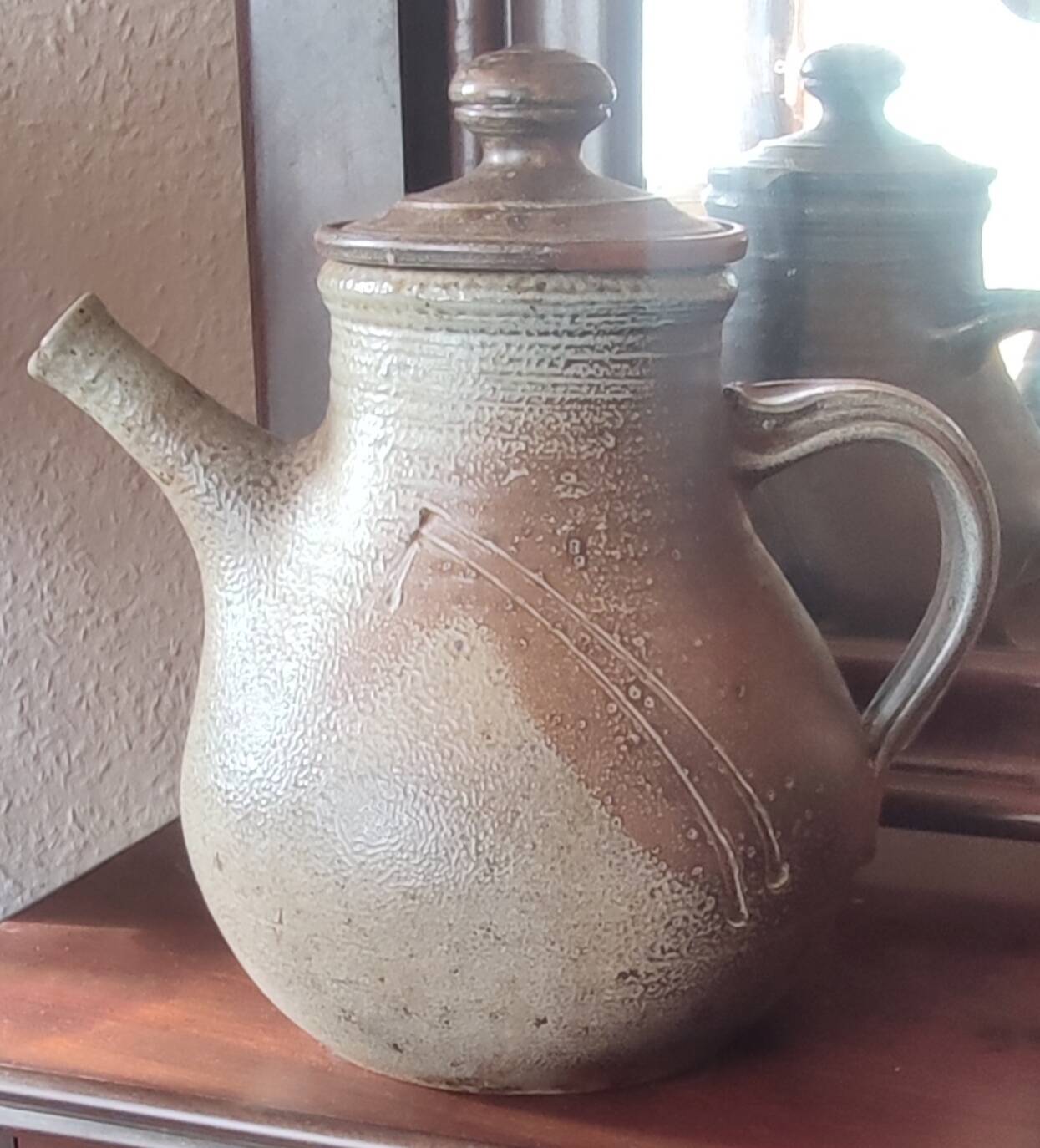 Old coffee maker teapot Pottery Ceramic stoneware Gustave Tiffoche
