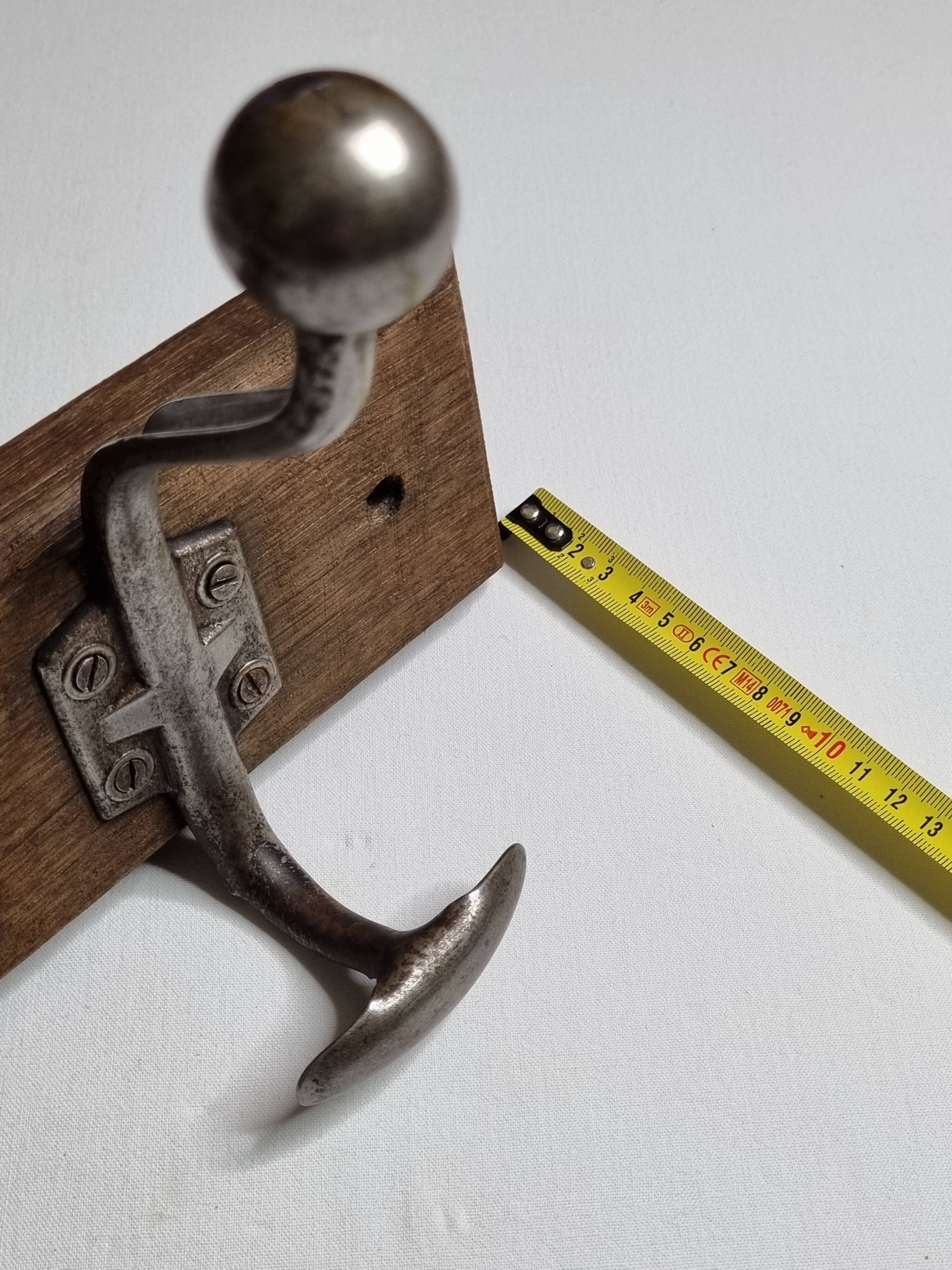 School wall coat rack, old, 3 hooks, 80 cm