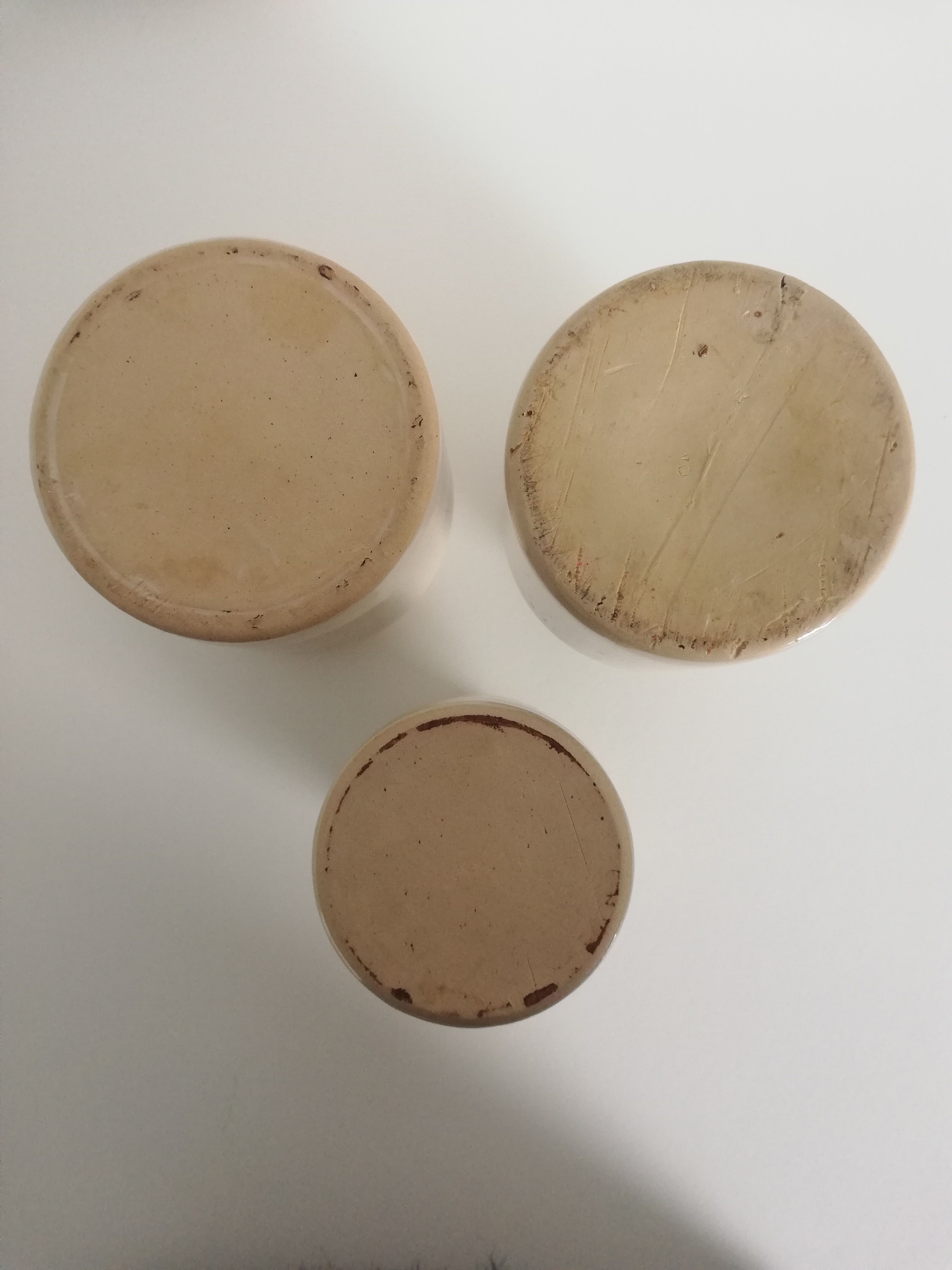 Set of 3 vintage 1950 pots in glazed stoneware