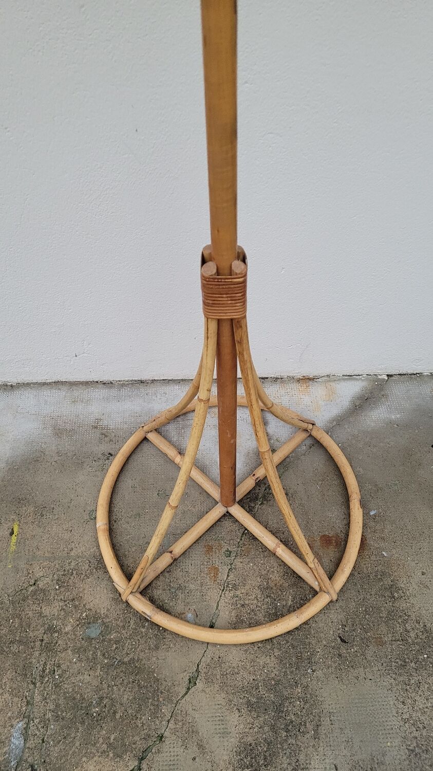 Vintage rattan coat rack - 1950s