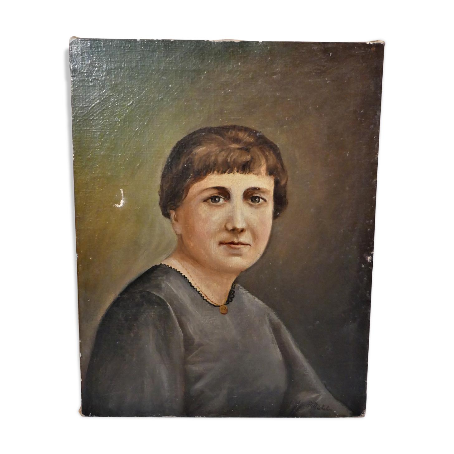 Portrait of woman in ancient oil