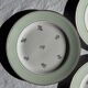 Set of 15 vintage turquoise dinner plates with gold trim and pink flowers D23.