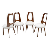 Ensemble de quatre chaises de salle à manger en noyer italien des années 50 par Vittorio Dassi.