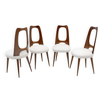 Set of Four Mid-Century Italian Walnut Dining Chairs by Vittorio Dassi, 50'