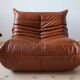 Cognac  brown leather Togo living room set, set of 5