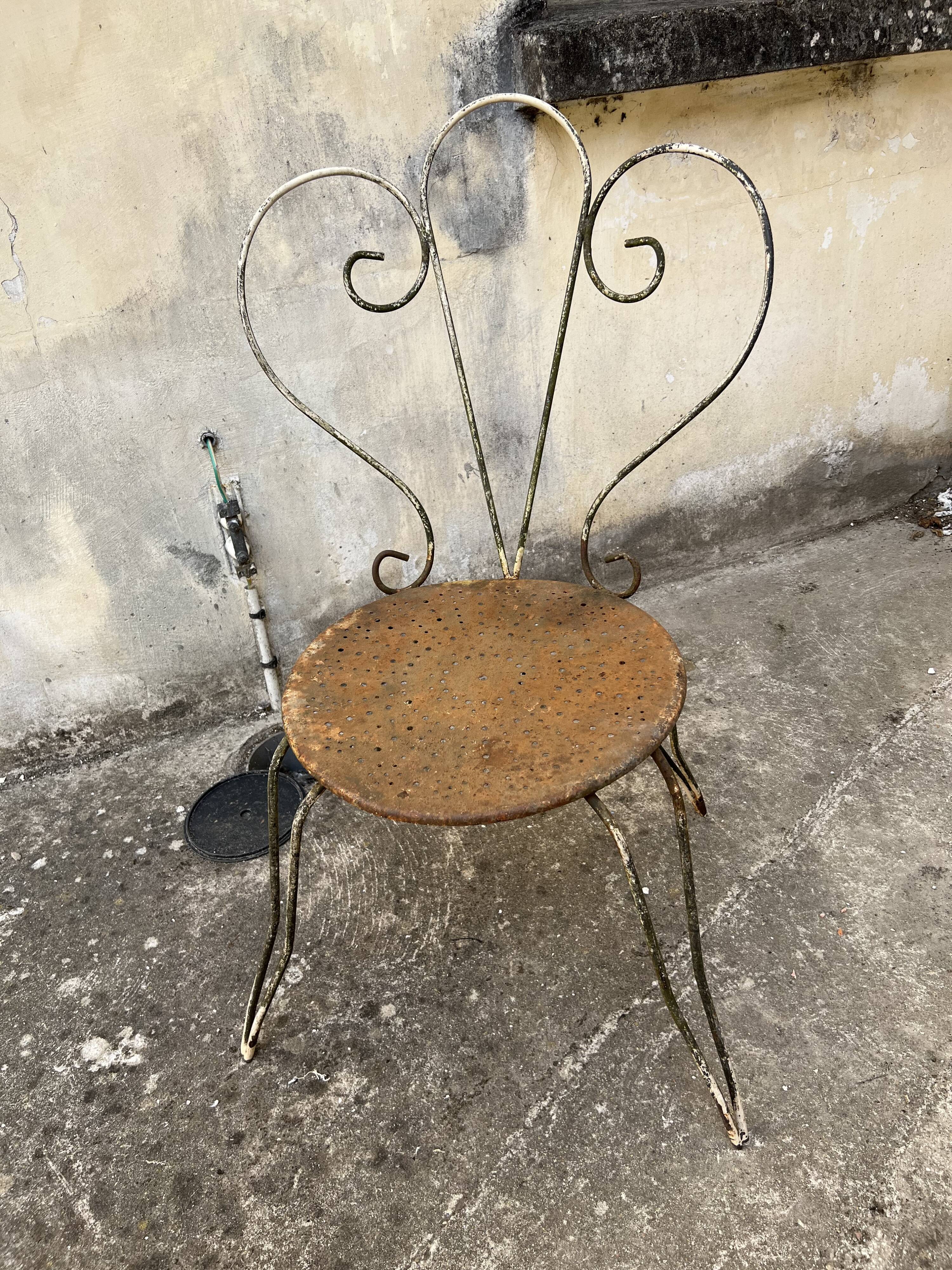 Old wrought iron garden chair