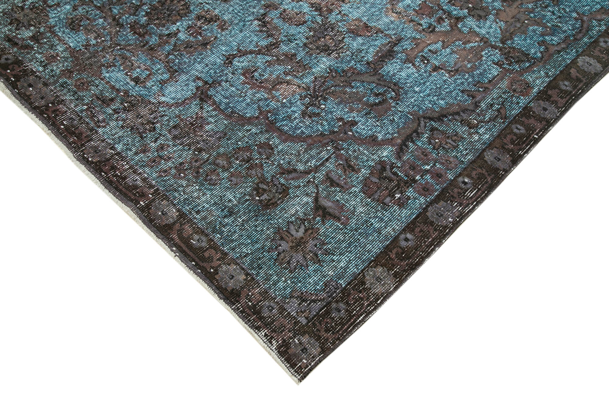 Handmade rustic anatolian 1980s 195 cm x 328 cm blue rug