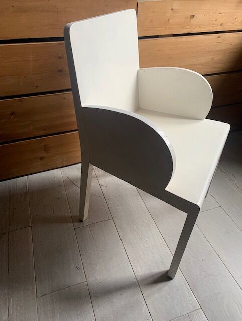 White wooden low chair 50s